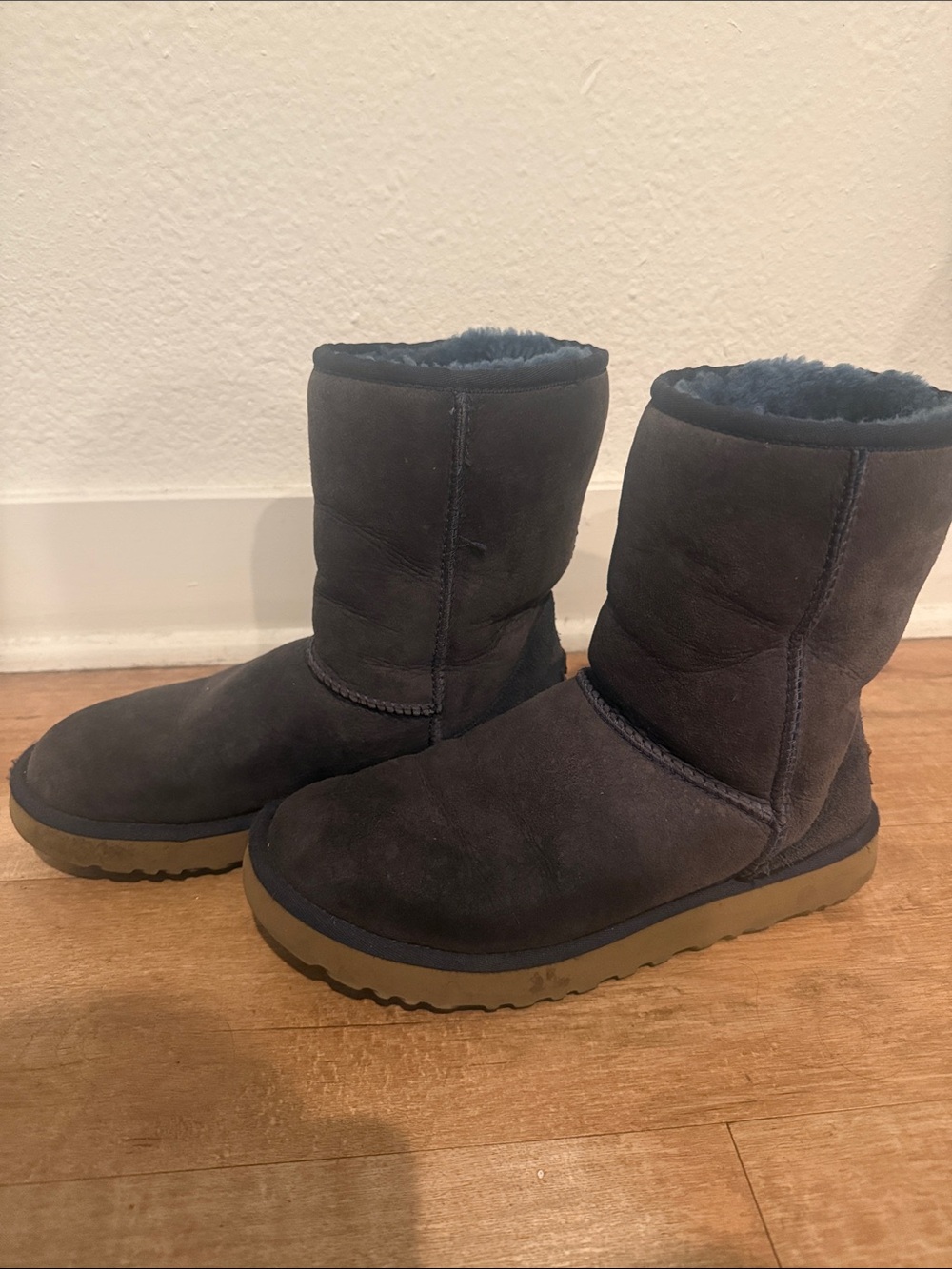 UGG Short Shearling Boots in Charcoal Gray